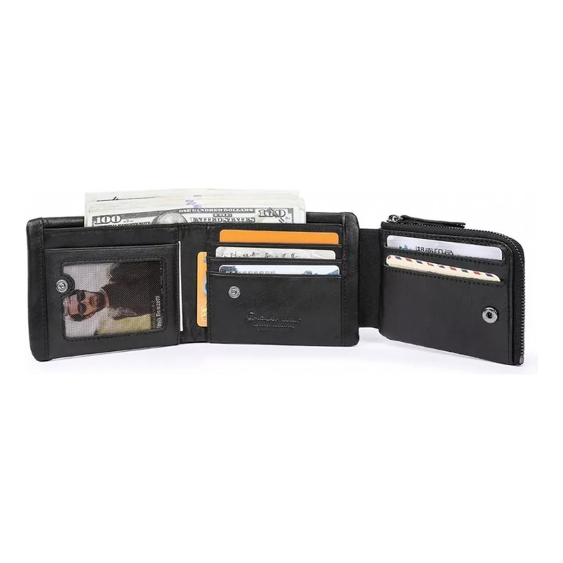 Foto 3 | Contactos De Piel Auténtica Wallet Knight Con Tres Pliegues Para Hombre - Venta Internacional.