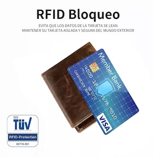 Foto 4 | Cartera 100% Piel Genuina Billetera Calidad Rfid Tarjetero, Marrón Oscuro