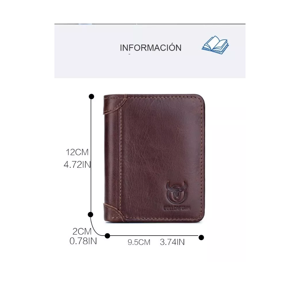 Foto 3 pulgar | Cartera De Piel Genuina Para Hombre Original Larga Billetera Marrón