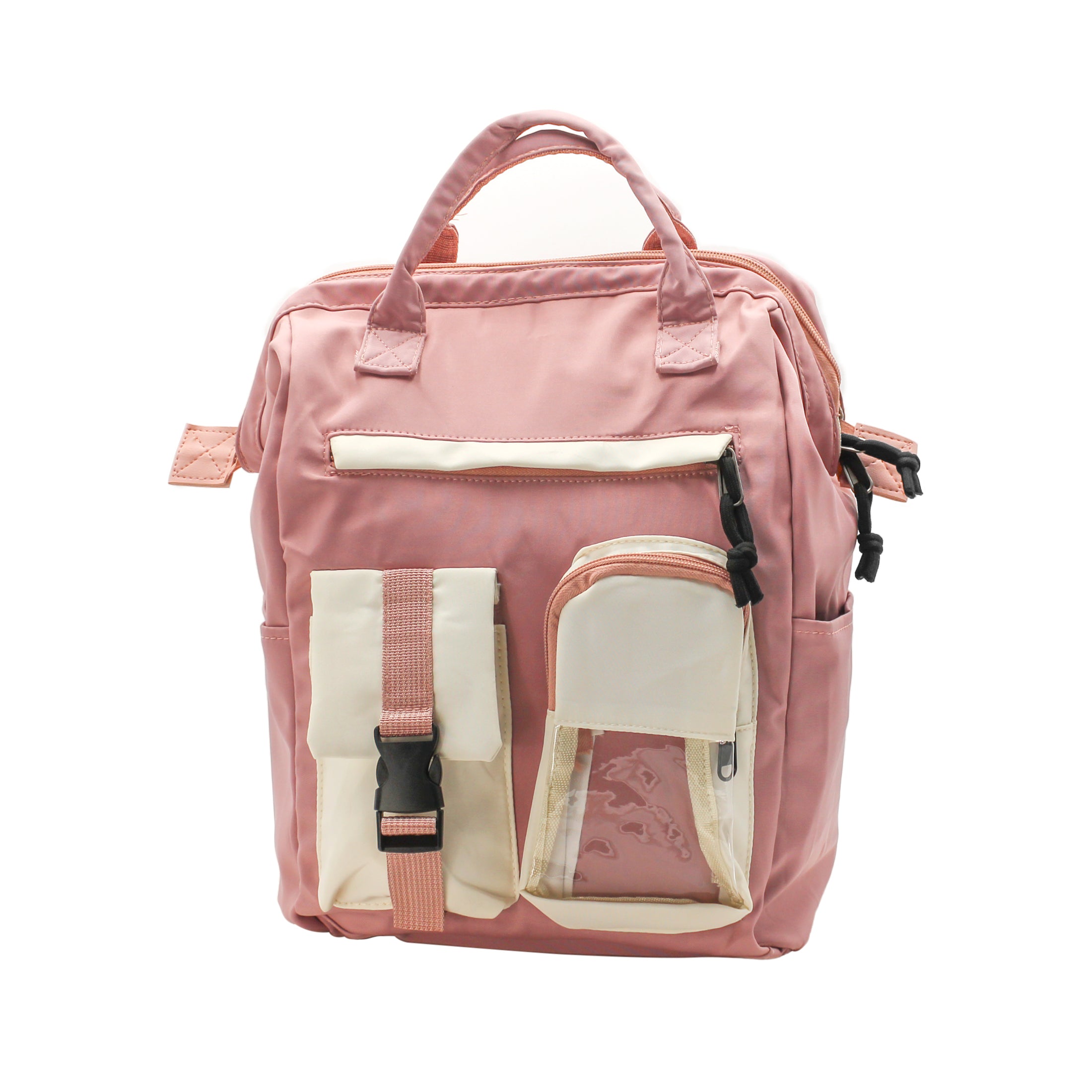 Foto 2 pulgar | Mochila Exterior Textil Color Rosa Para Mujer De Rbbasics