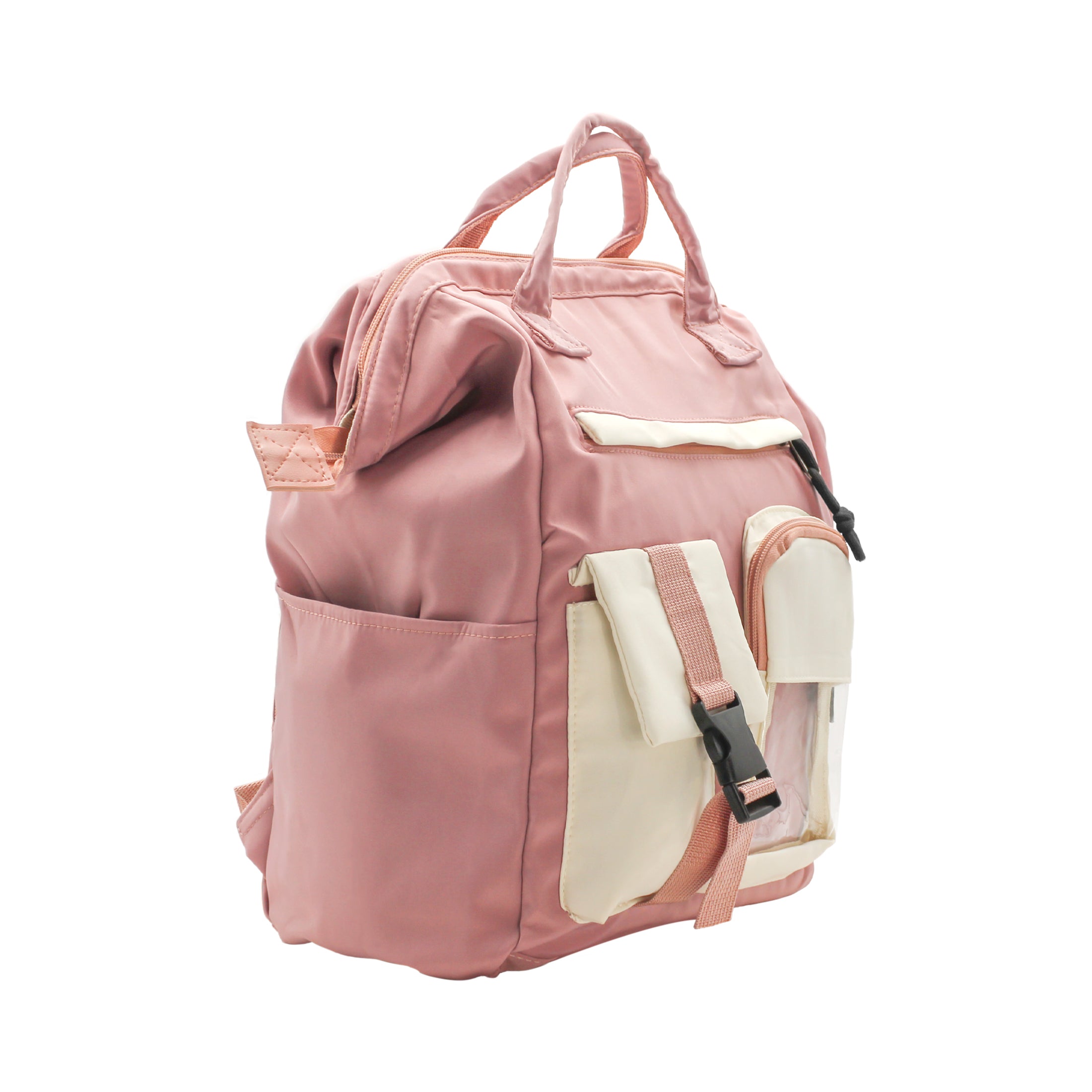 Foto 3 pulgar | Mochila Exterior Textil Color Rosa Para Mujer De Rbbasics