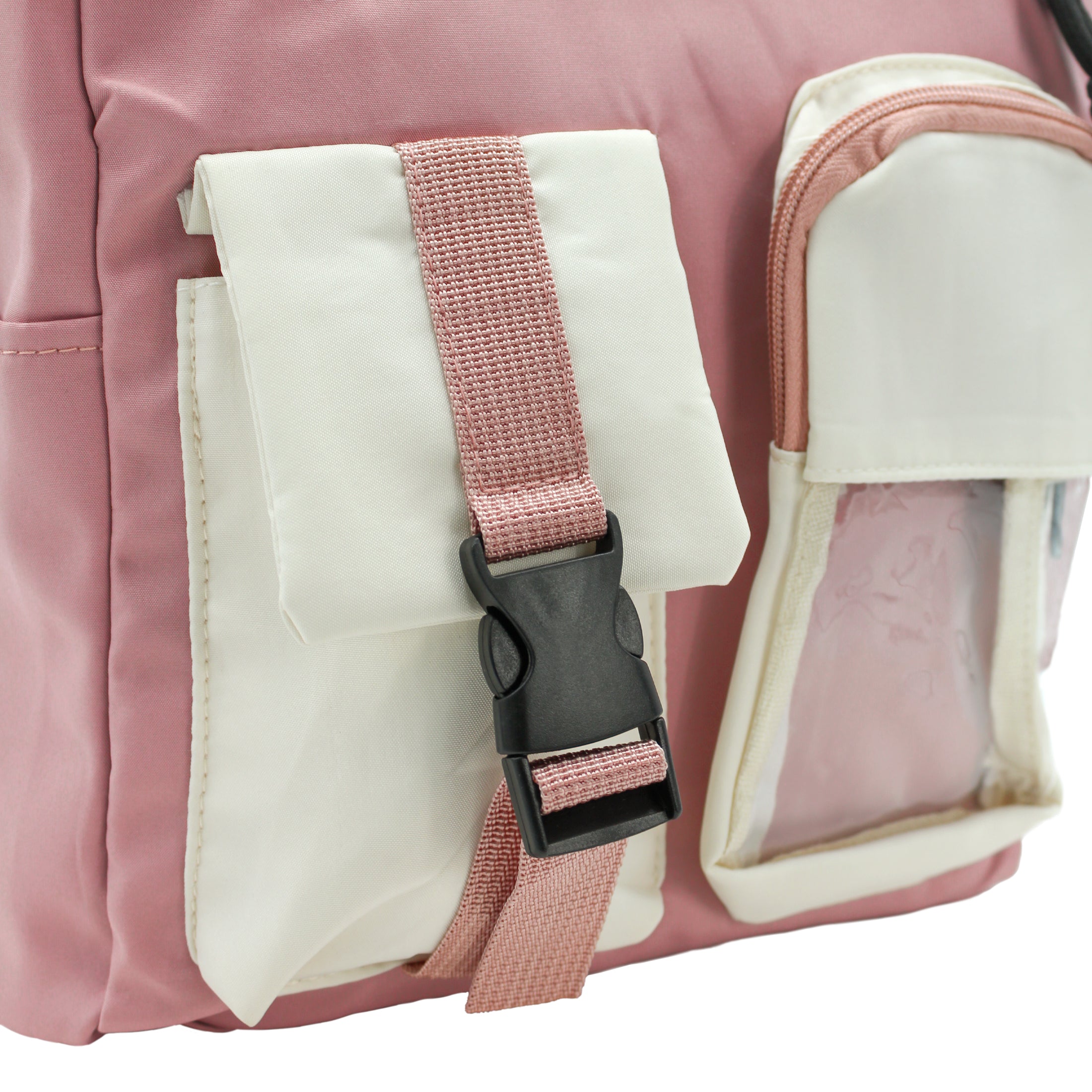 Foto 5 pulgar | Mochila Exterior Textil Color Rosa Para Mujer De Rbbasics