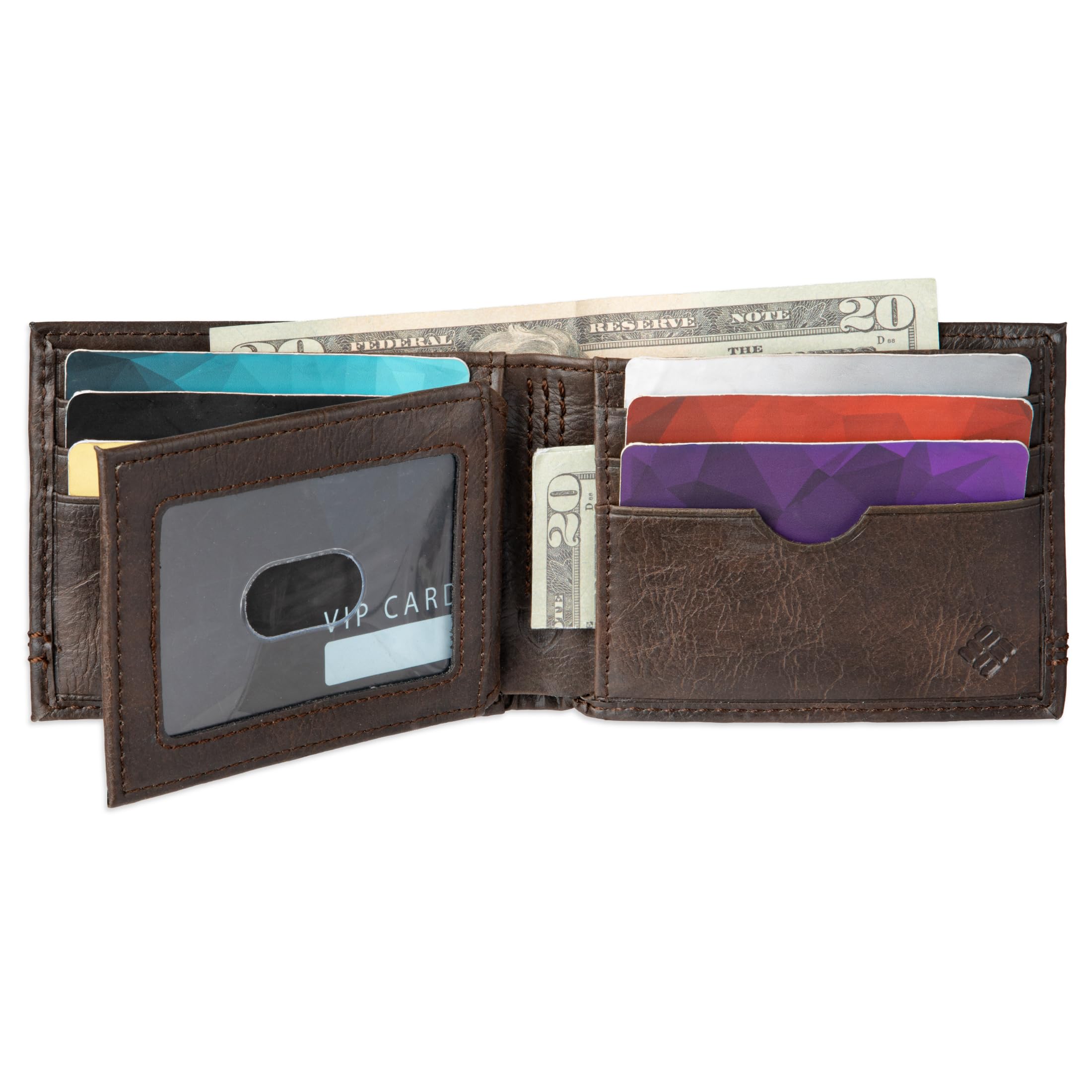 Foto 7 pulgar | Wallet Columbia Para Hombre, Piel, Capacidad Extra, Pliegue Delgado - Venta Internacional.