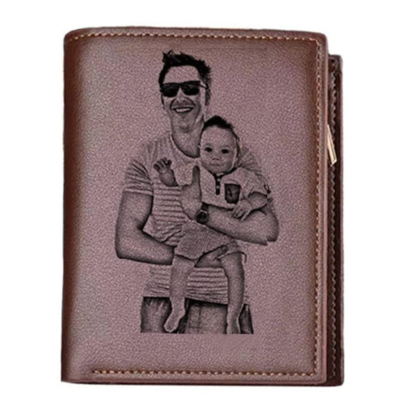 Foto 2 pulgar | Cartera Personalizada De Piel Con Foto Grabada Para Hombre, Color Marrón - Venta Internacional.