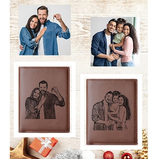 Foto 3 | Cartera Personalizada De Piel Con Foto Grabada Para Hombre, Color Marrón - Venta Internacional.