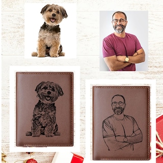 Foto 4 | Cartera Personalizada De Piel Con Foto Grabada Para Hombre, Color Marrón - Venta Internacional.
