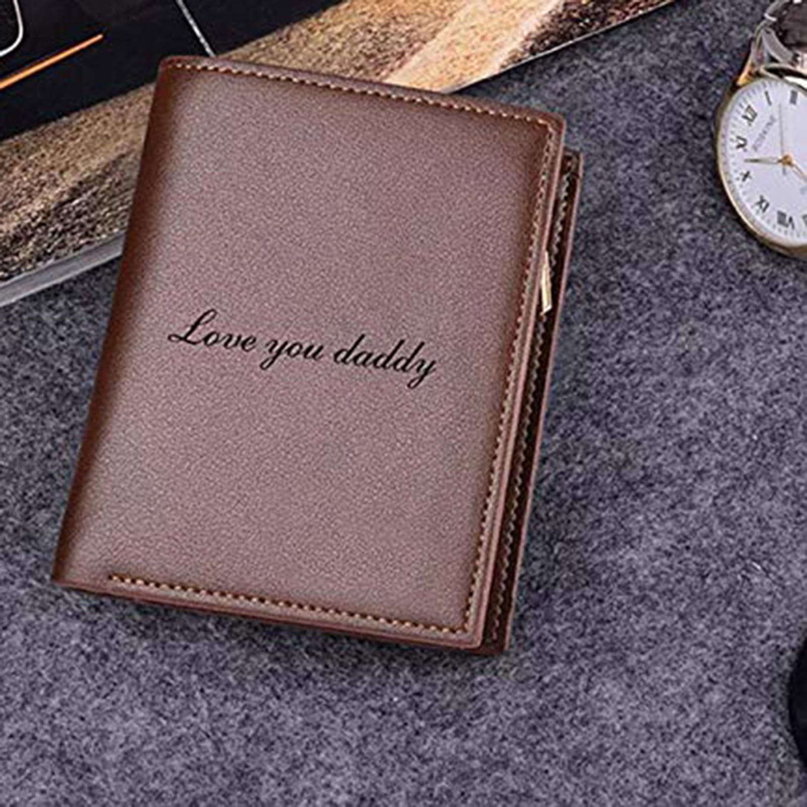 Foto 6 pulgar | Cartera Personalizada De Piel Con Foto Grabada Para Hombre, Color Marrón - Venta Internacional.