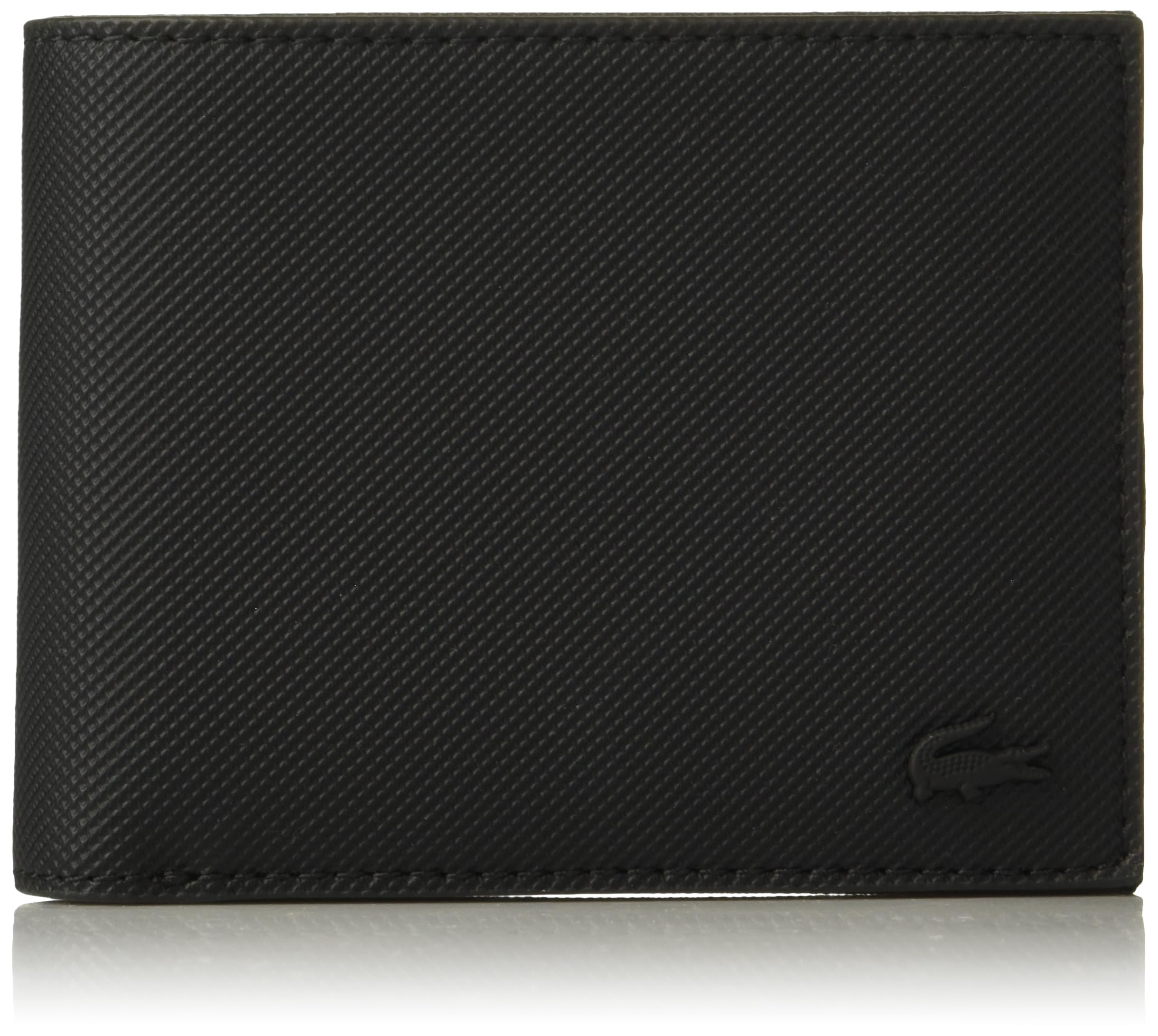 Billetera Lacoste Classic, Pequeña, Para Hombre, De Pvc Negro - Venta Internacional.