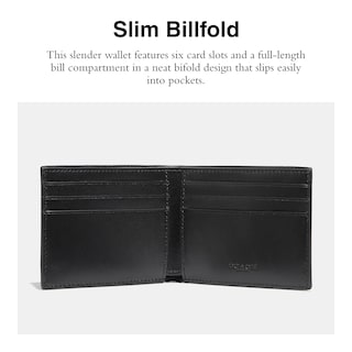 Foto 2 | Billetera Coach Slim Billfold Signature Canvas, Color Carbón/negro - Venta Internacional.