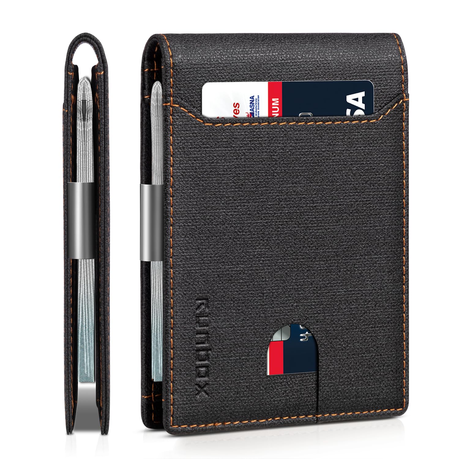 Foto 2 pulgar | Billetera Runbox, Delgada, De Piel, Para Billetes, Con Bloqueo Rfid, Para Hombre - Venta Internacional.
