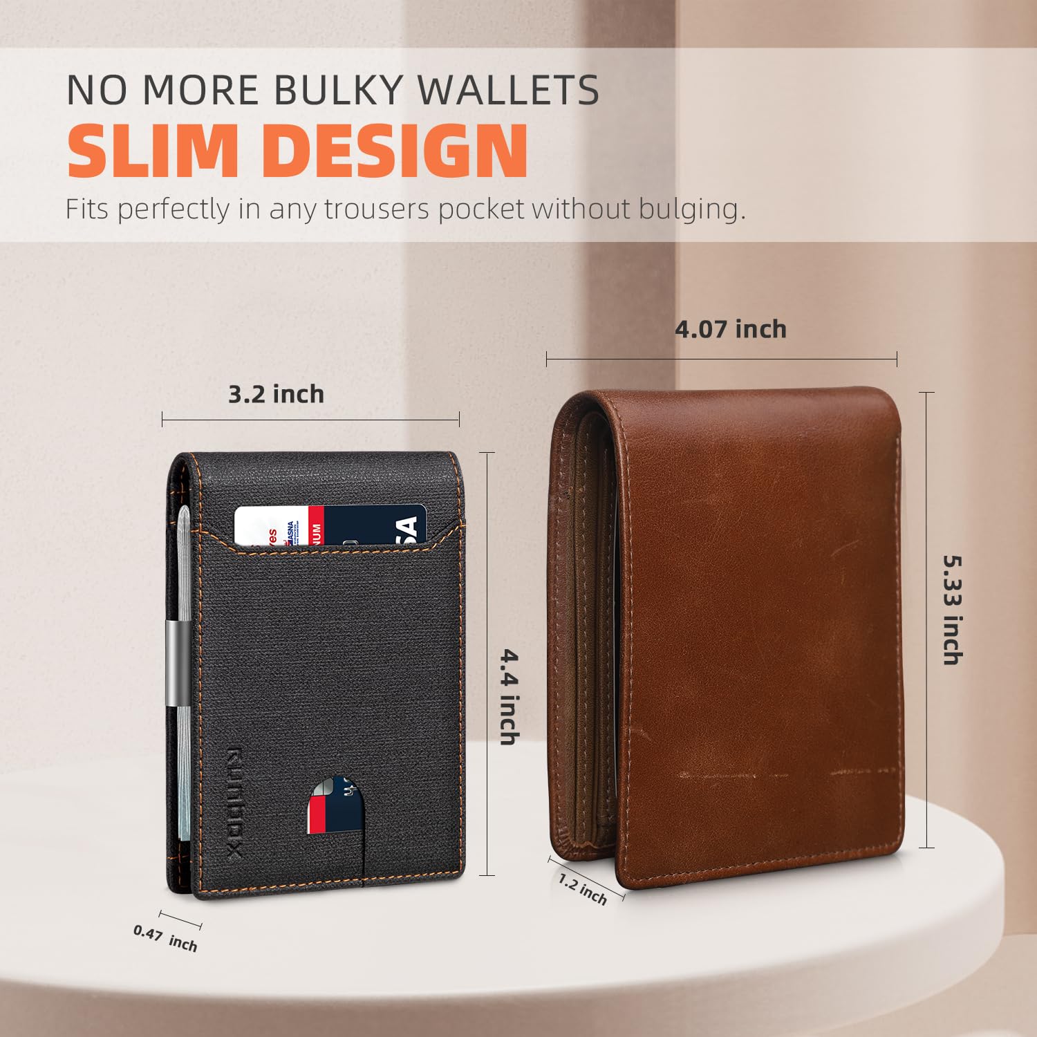 Foto 5 pulgar | Billetera Runbox, Delgada, De Piel, Para Billetes, Con Bloqueo Rfid, Para Hombre - Venta Internacional.