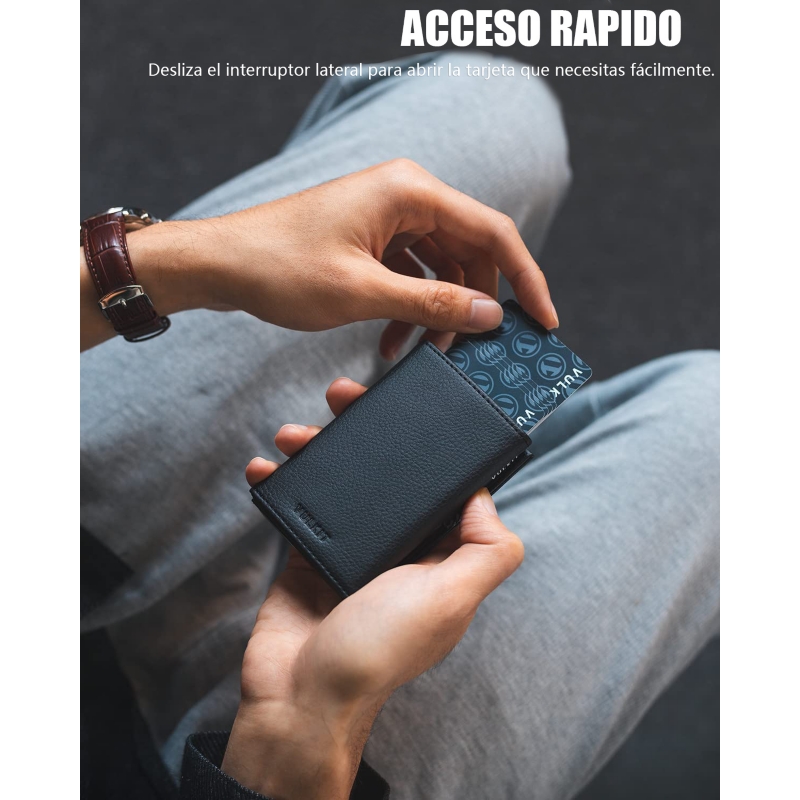 Foto 4 pulgar | Tarjetero Wallet Vulkit Para Hombre, Moderno, Negro, Con Cierre Rfid/nfc - Venta Internacional.