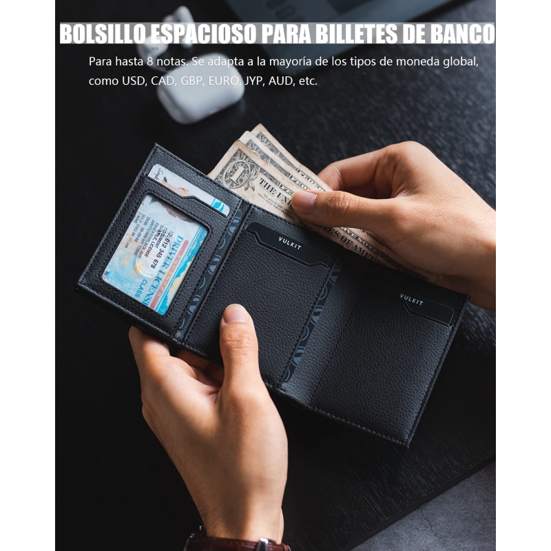 Foto 5 pulgar | Tarjetero Wallet Vulkit Para Hombre, Moderno, Negro, Con Cierre Rfid/nfc - Venta Internacional.