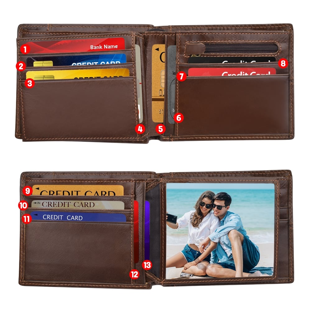 Foto 7 pulgar | Cartera Antirrobo Rfid De Cuero Para Hombre, Negro Y Marrón - Venta Internacional.