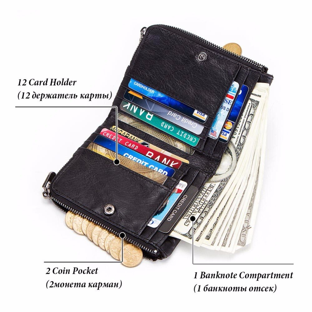 Foto 4 pulgar | Cartera Gzcz Vintage De Cuero Genuino Rfid Para Hombre - Venta Internacional.