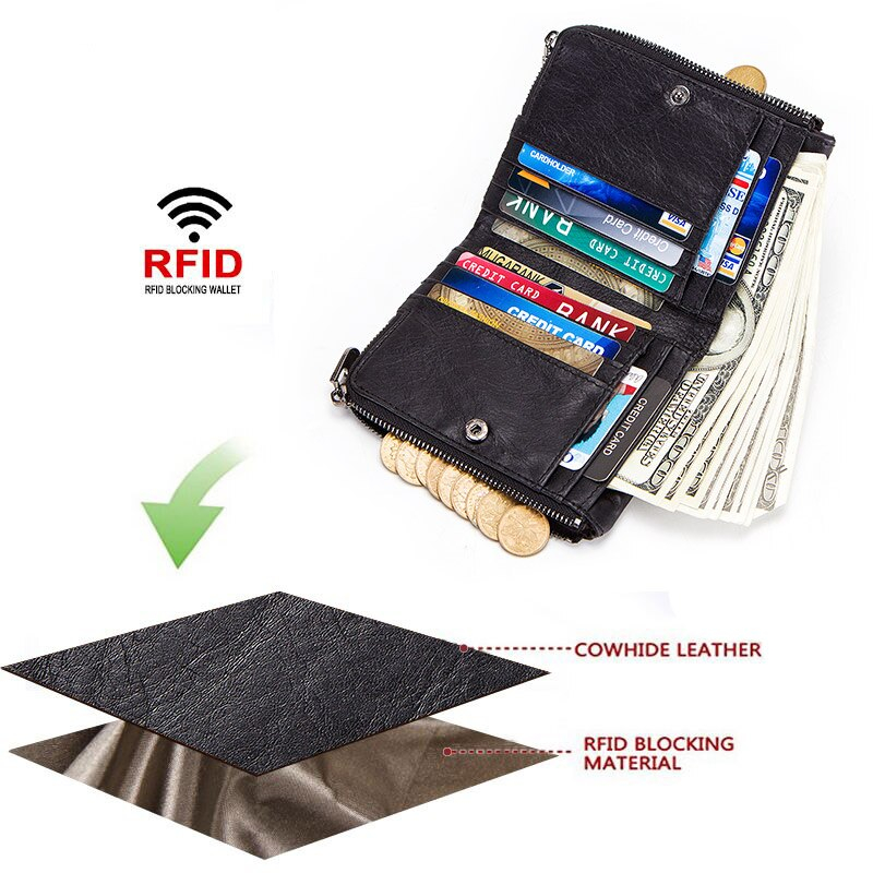 Foto 6 pulgar | Cartera Gzcz Vintage De Cuero Genuino Rfid Para Hombre - Venta Internacional.