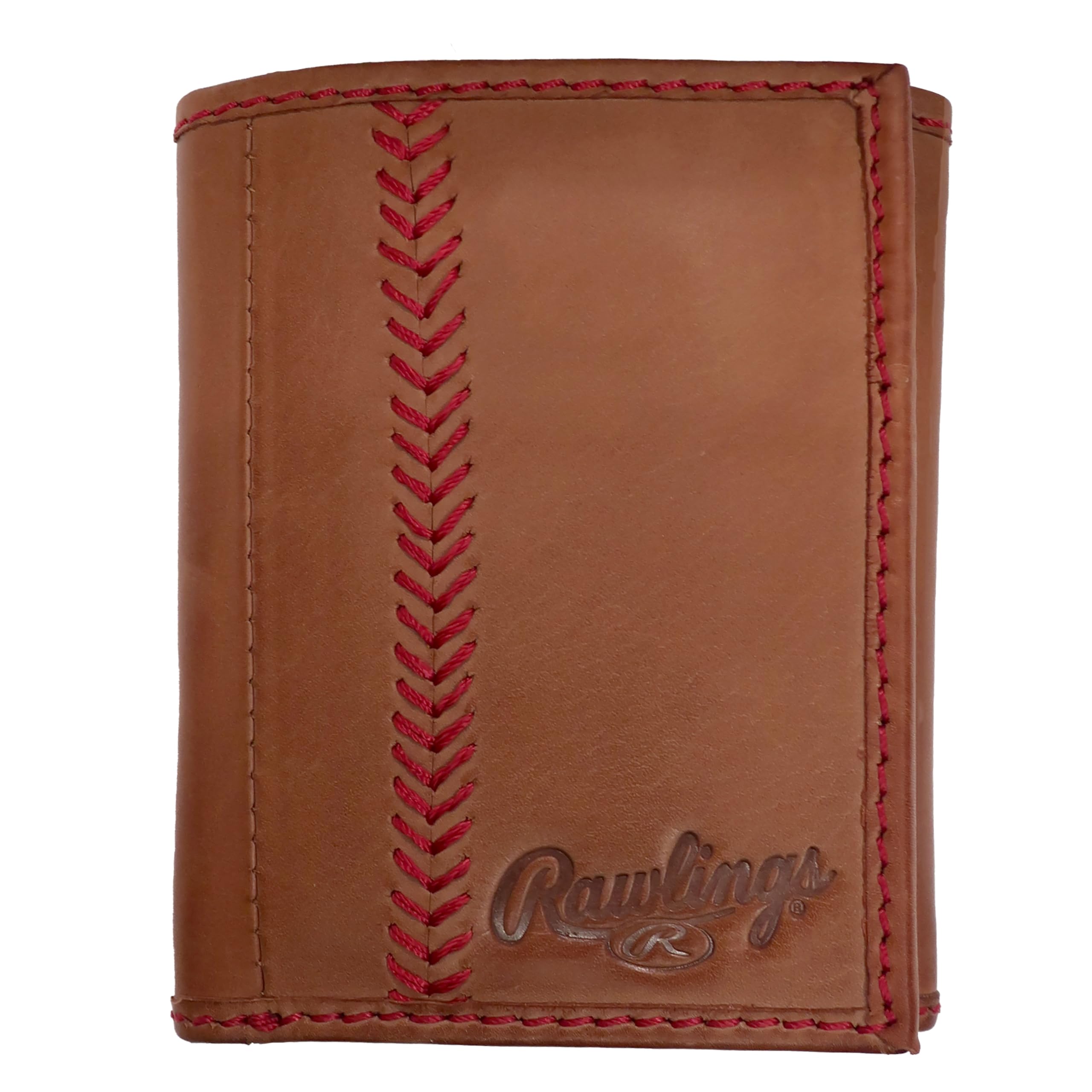 Foto 2 pulgar | Billetera Rawlings De Cuero Marrón Con Puntadas De Béisbol, Triple - Venta Internacional.