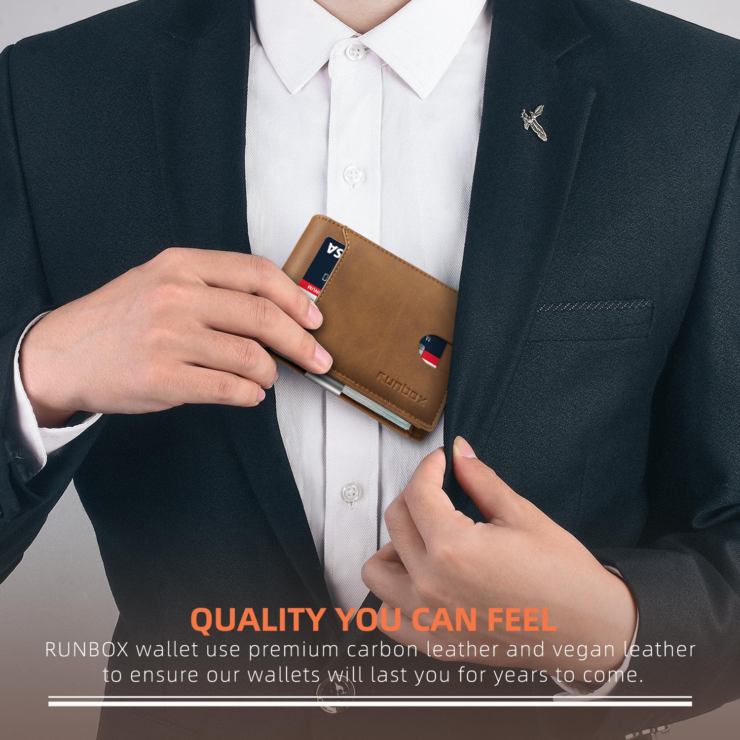 Foto 6 | Billetera Runbox, Delgada, De Piel, Para Billetes, Con Bloqueo Rfid, Para Hombre - Venta Internacional.