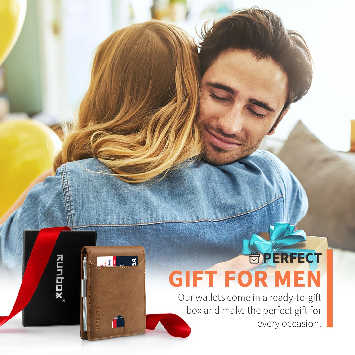 Foto 7 | Billetera Runbox, Delgada, De Piel, Para Billetes, Con Bloqueo Rfid, Para Hombre - Venta Internacional.