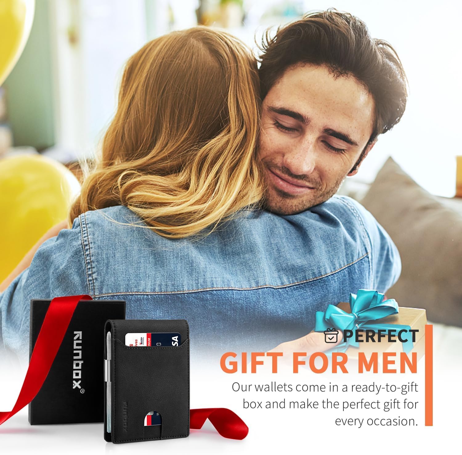 Foto 5 pulgar | Billetera Runbox, Delgada, De Piel, Para Billetes, Con Bloqueo Rfid, Para Hombre - Venta Internacional.