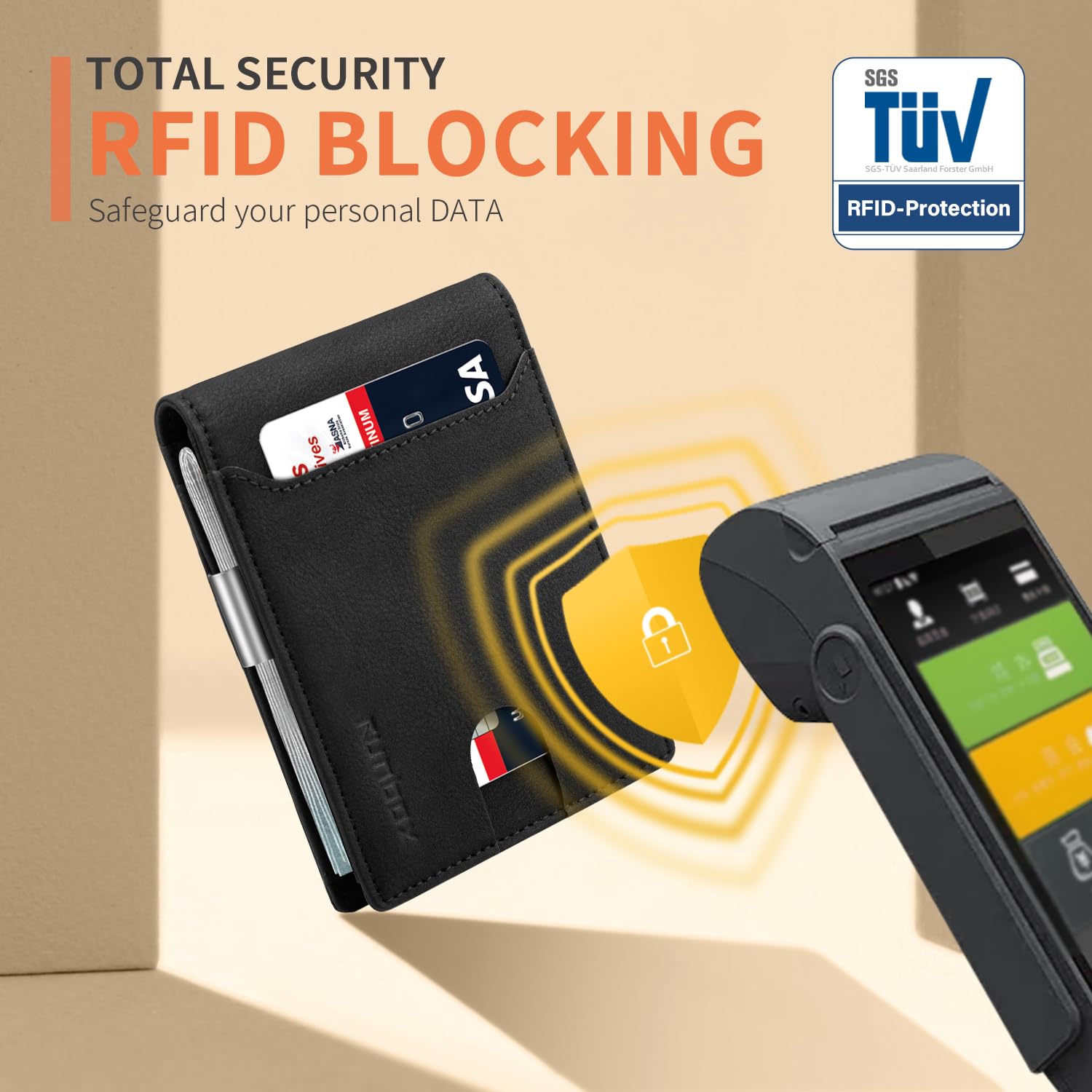 Foto 7 pulgar | Billetera Runbox, Delgada, De Piel, Para Billetes, Con Bloqueo Rfid, Para Hombre - Venta Internacional.