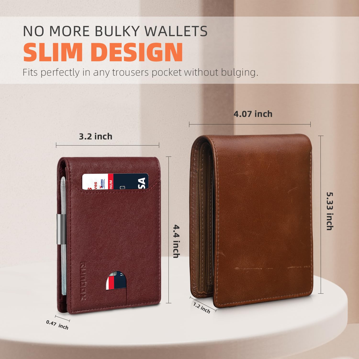 Foto 3 | Billetera Runbox, Delgada, De Piel, Para Billetes, Con Bloqueo Rfid, Para Hombre - Venta Internacional.
