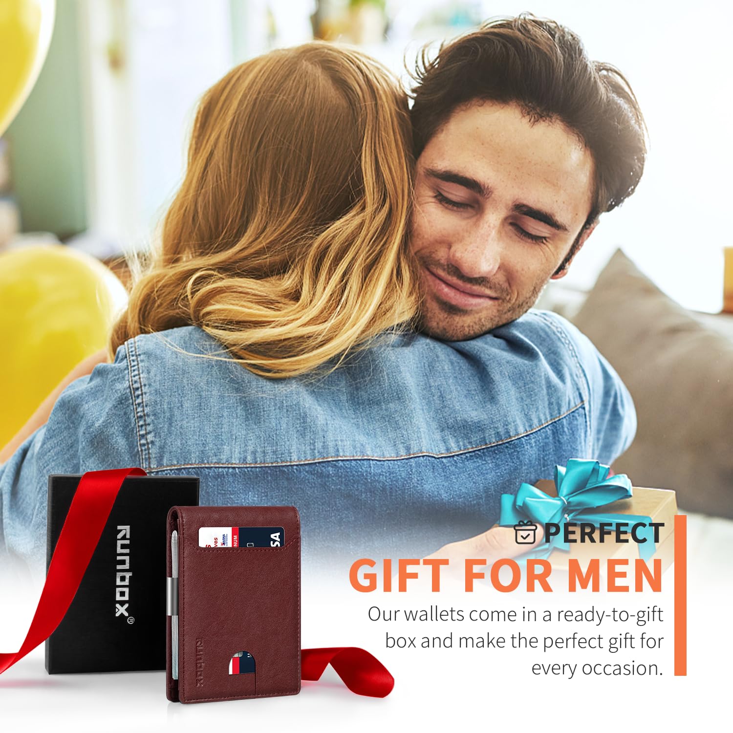 Foto 5 pulgar | Billetera Runbox, Delgada, De Piel, Para Billetes, Con Bloqueo Rfid, Para Hombre - Venta Internacional.