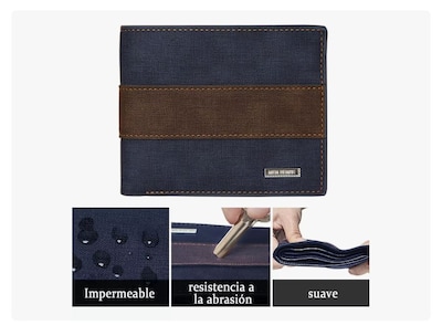Foto 2 | Cartera Xtellar Azul Billetera De Cuero Con Múltiples Tarjetas Para Hombre
