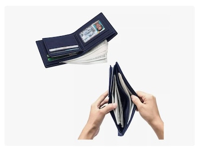 Foto 4 | Cartera Xtellar Azul Billetera De Cuero Con Múltiples Tarjetas Para Hombre