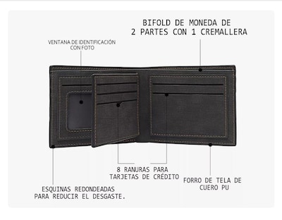 Foto 4 | Cartera Xtellar Negra Billetera De Cuero Con Múltiples Tarjetas Para Hombre