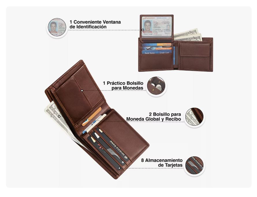 Foto 3 pulgar | Carteras Para Hombre Billetera Genuina Monederos Caballero Marrón Xtellar