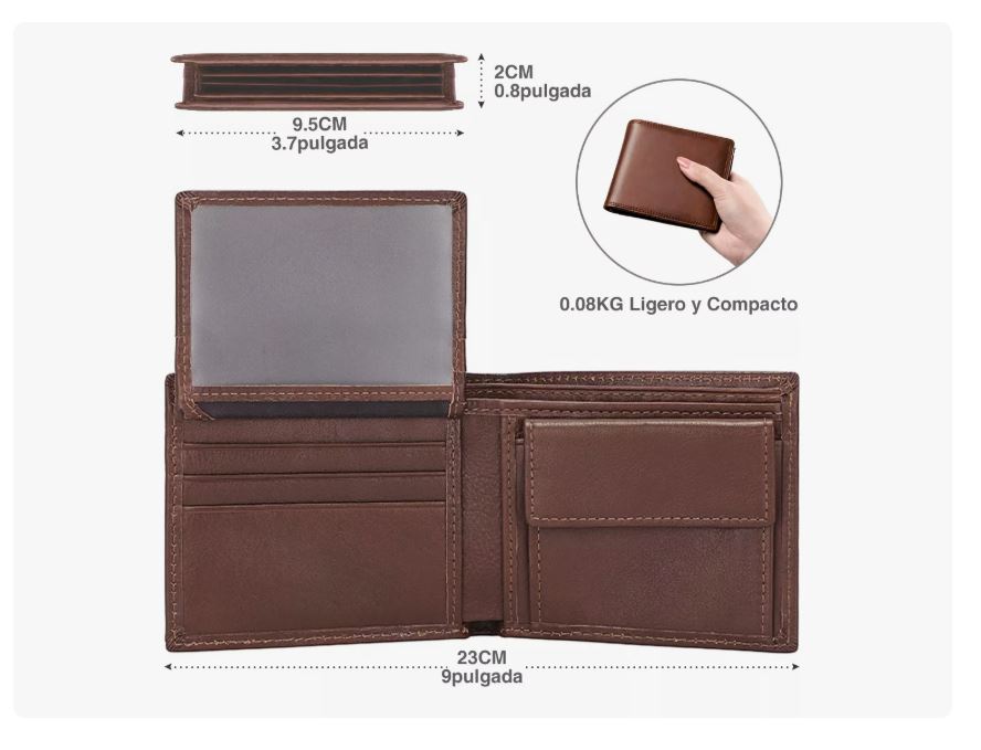 Foto 4 pulgar | Carteras Para Hombre Billetera Genuina Monederos Caballero Marrón Xtellar