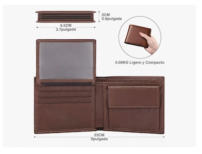 Foto 3 | Carteras Para Hombre Billetera Genuina Monederos Caballero Marrón Xtellar