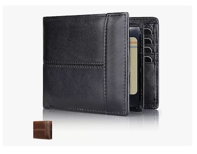 Foto 1 | Cartera Hombre Piel Genuina Cartera Antirrobo Rfid/billetera Negra Xtellar