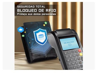 Foto 3 | Cartera Hombre Piel Genuina Cartera Antirrobo Rfid/billetera Negra Xtellar