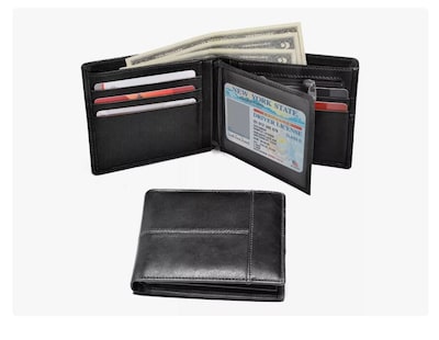 Foto 4 | Cartera Hombre Piel Genuina Cartera Antirrobo Rfid/billetera Negra Xtellar