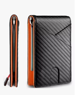 Foto 1 | Cartera De Hombre Xtellar De Cuero Tarjetero Multi Ranura Color Negro Y Naranja
