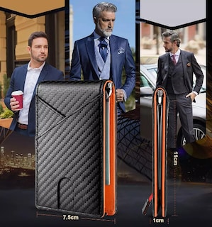 Foto 2 | Cartera De Hombre Xtellar De Cuero Tarjetero Multi Ranura Color Negro Y Naranja