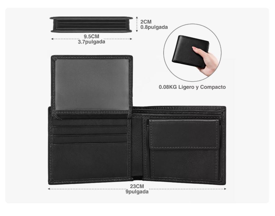 Foto 4 pulgar | Carteras Para Hombre Billetera Genuina Monederos Caballero Negra Xtellar