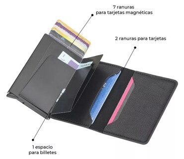Foto 4 | Cartera Xtellar Tarjetero Billetera De Cuero Protección Rfid Color Negro