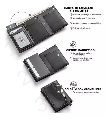 Foto 3 pulgar | Billetera Tarjetero De Aluminio Con Cartera Protección Rfid
