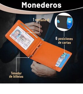 Foto 3 | Cartera Minimalista Para Hombre Con Protección Rfid Naranja