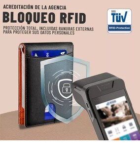 Foto 4 | Cartera Minimalista Para Hombre Con Protección Rfid Naranja