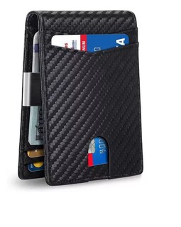Foto 1 | Cartera De Hombre De Fibra De Carbono Negra Con Rfid
