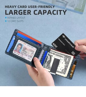 Foto 3 | Cartera De Hombre De Fibra De Carbono Negra Con Rfid