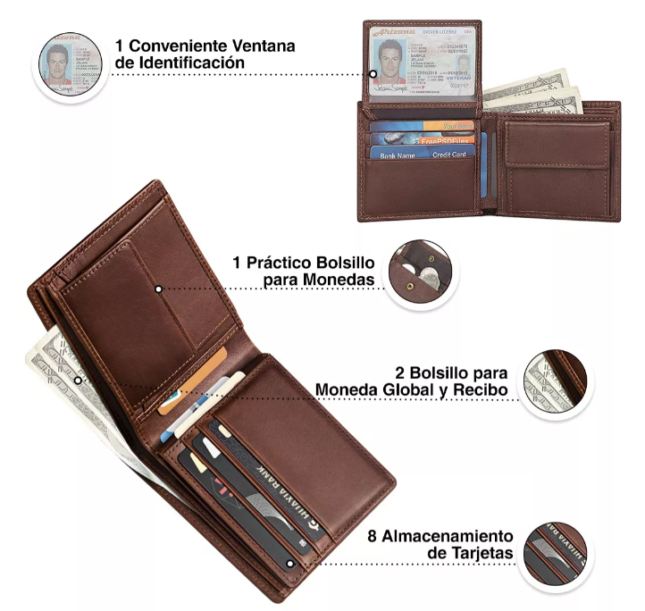 Foto 2 | Cartera Xtellar Para Hombre Billetera Cafe