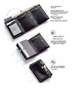 Foto 2 | Carteras Para Hombre Billetera Con Tarjetero Rfid Y Monedero
