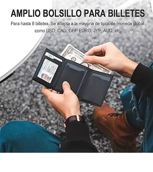 Foto 4 pulgar | Carteras Para Hombre Billetera Con Tarjetero Rfid Y Monedero