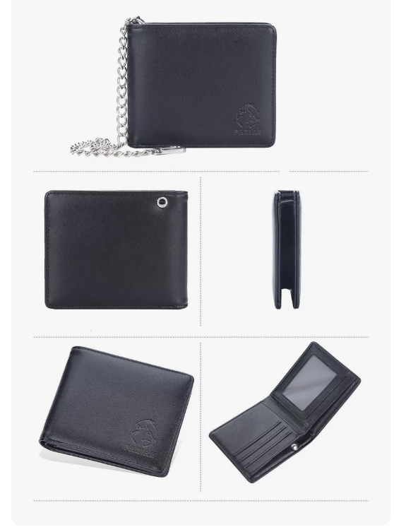 Foto 4 pulgar | Cartera Hombre Xtellar Con Proteccion Rfid Cadena Cuero Color Negro Diseño De La Tela Liso