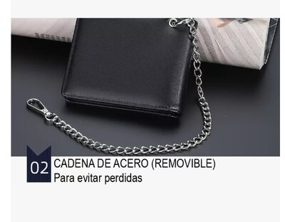 Foto 4 | Cartera Hombre Xtellar Con Proteccion Rfid Cadena Cuero Color Negro Diseño De La Tela Liso